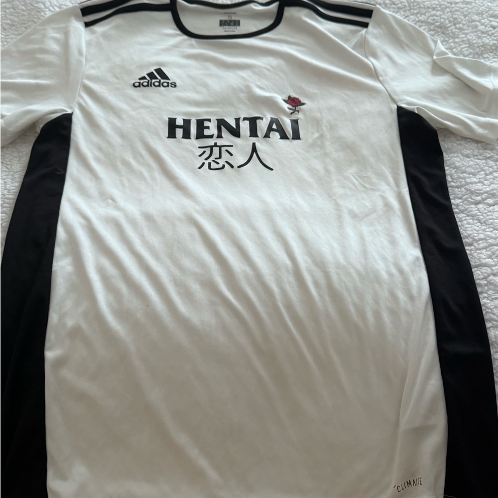 Adidas white with black strip Jersey size S